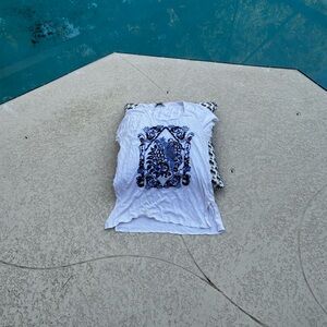 White and Blue imbroydered  Tank Top y2k❤️